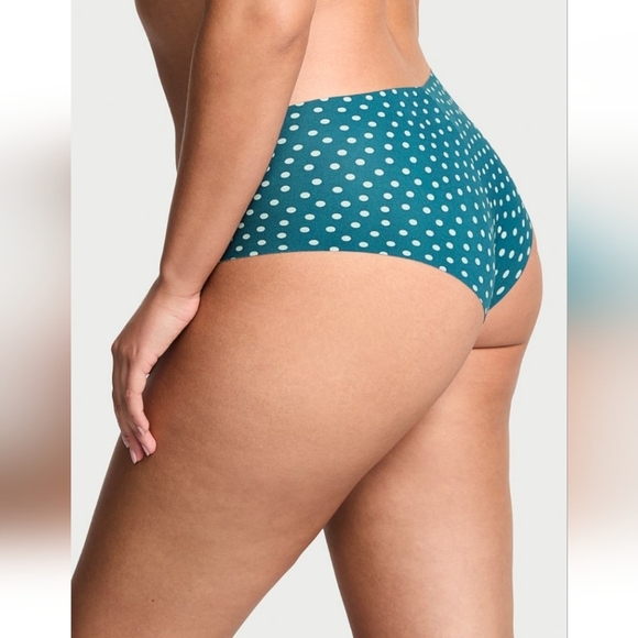 Victoria’s Secret No-Show Strappy Cheeky Panty Teal Haze Dots Size L (New) - Picture 2 of 5